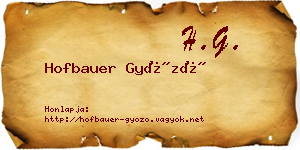 Hofbauer Győző névjegykártya